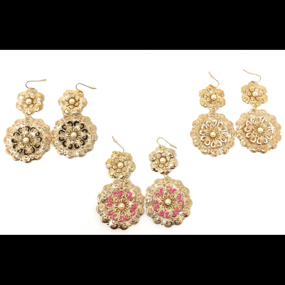 Round Drop Embellished Earrings Gold Solid Circle